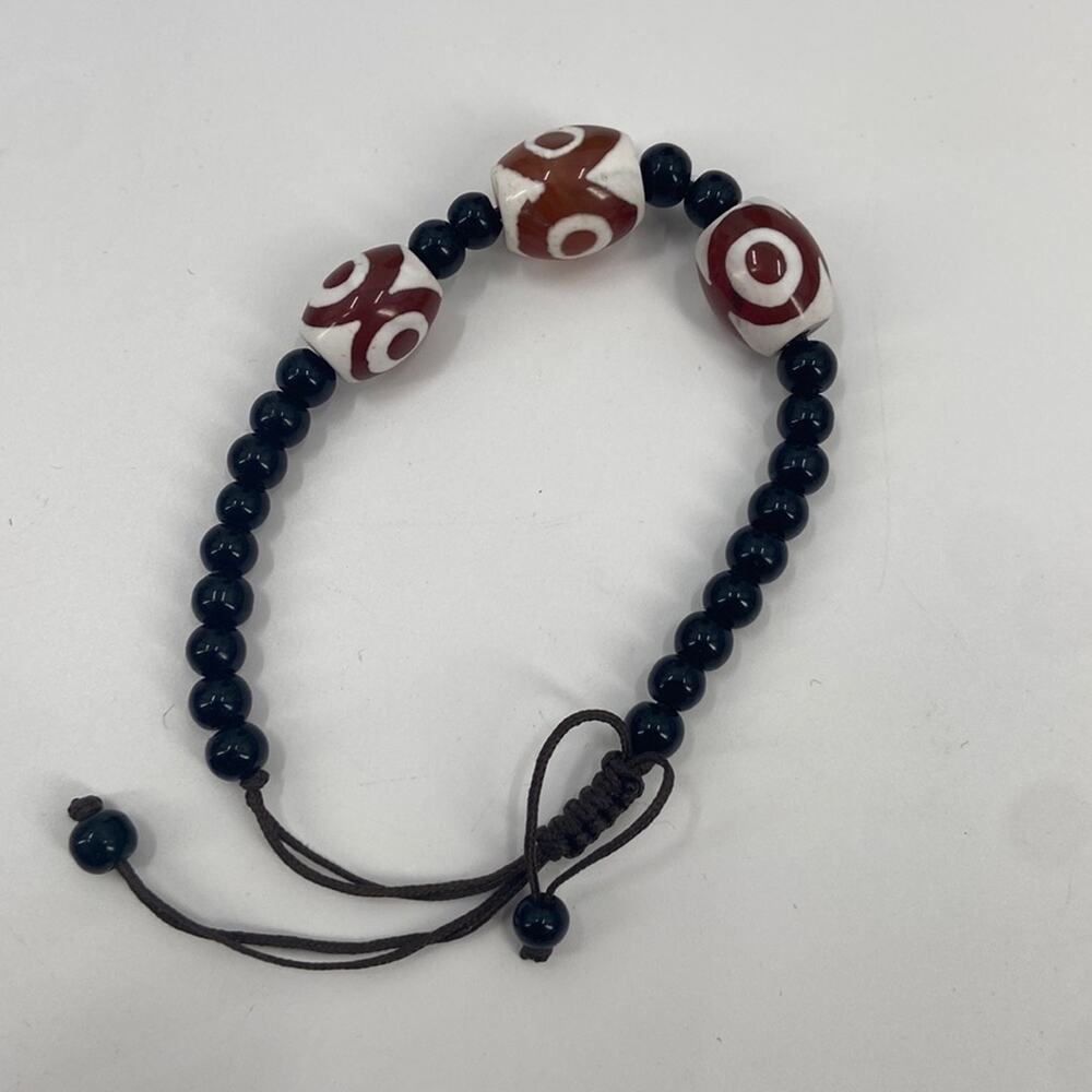 Red and white Beaded adjustable bracelet